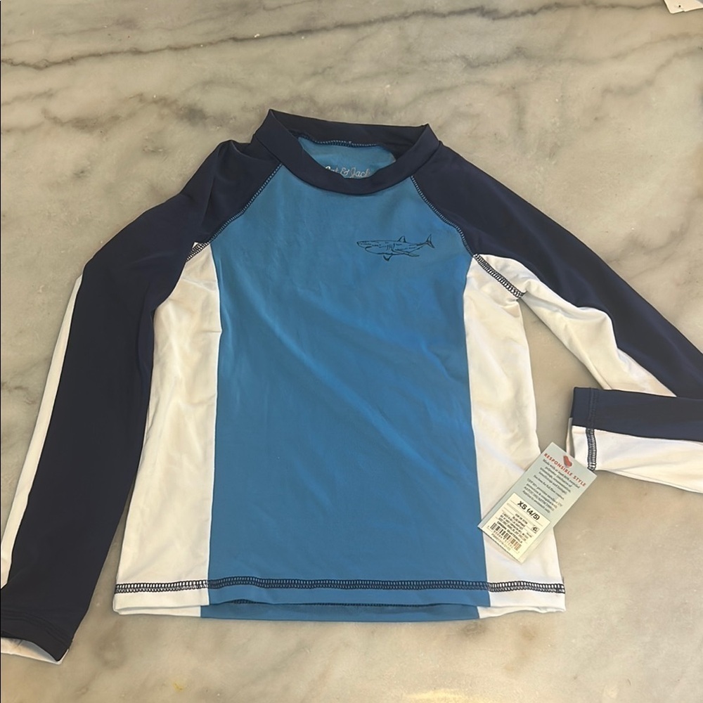 Cat & Jack Blue and White Rashguard Swim Top
